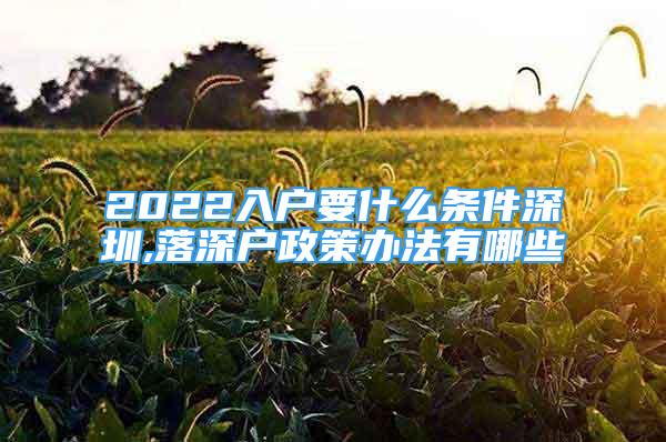 2022入戶要什么條件深圳,落深戶政策辦法有哪些