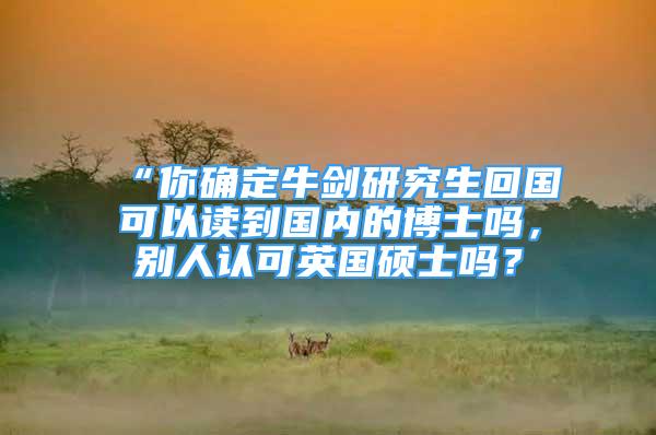 “你確定牛劍研究生回國可以讀到國內(nèi)的博士嗎，別人認(rèn)可英國碩士嗎？