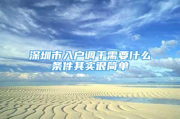 深圳市入戶調(diào)干需要什么條件其實很簡單