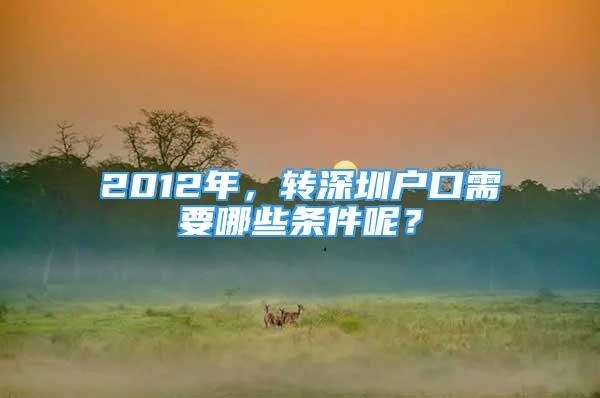 2012年，轉(zhuǎn)深圳戶口需要哪些條件呢？