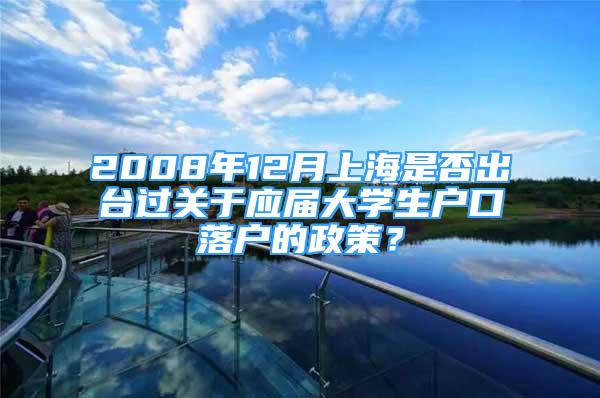 2008年12月上海是否出臺過關(guān)于應(yīng)屆大學(xué)生戶口落戶的政策？