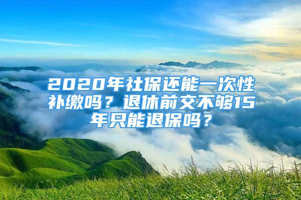 2020年社保還能一次性補繳嗎？退休前交不夠15年只能退保嗎？