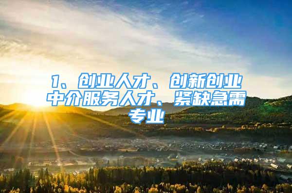 1、創(chuàng)業(yè)人才、創(chuàng)新創(chuàng)業(yè)中介服務(wù)人才、緊缺急需專業(yè)