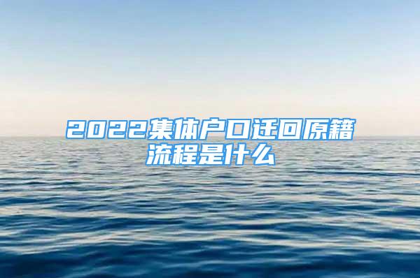 2022集體戶口遷回原籍流程是什么