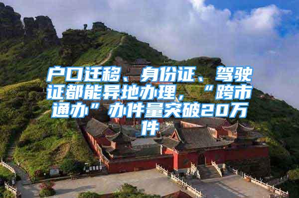 戶口遷移、身份證、駕駛證都能異地辦理，“跨市通辦”辦件量突破20萬件