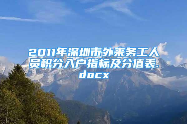 2011年深圳市外來務(wù)工人員積分入戶指標及分值表.docx