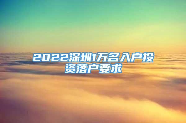 2022深圳1萬名入戶投資落戶要求