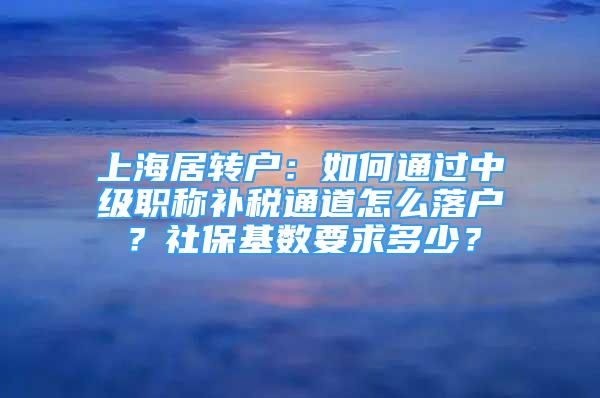 上海居轉(zhuǎn)戶：如何通過中級(jí)職稱補(bǔ)稅通道怎么落戶？社?；鶖?shù)要求多少？