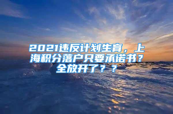 2021違反計(jì)劃生育，上海積分落戶只要承諾書(shū)？全放開(kāi)了？？