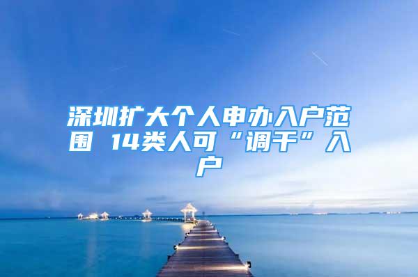 深圳擴(kuò)大個(gè)人申辦入戶范圍 14類人可“調(diào)干”入戶