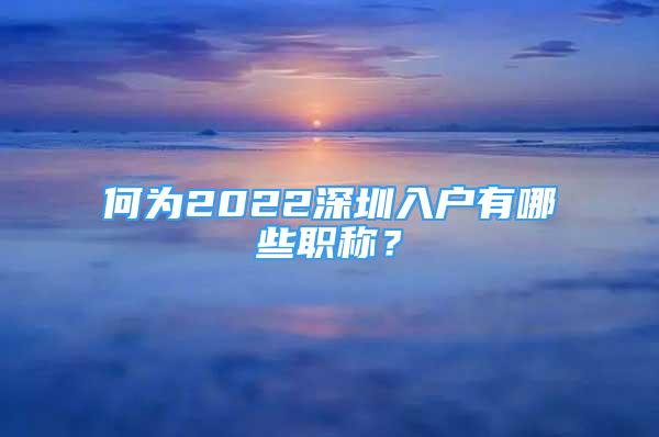 何為2022深圳入戶有哪些職稱？