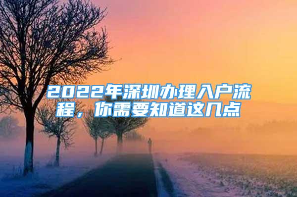 2022年深圳辦理入戶流程，你需要知道這幾點