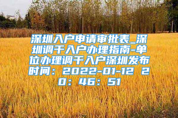 深圳入戶申請審批表_深圳調(diào)干入戶辦理指南-單位辦理調(diào)干入戶深圳發(fā)布時間：2022-01-12 20：46：51