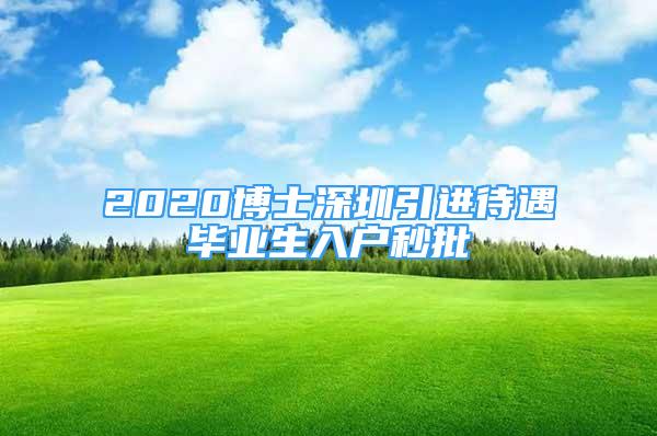 2020博士深圳引進待遇畢業(yè)生入戶秒批