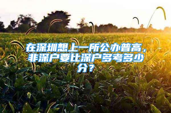 在深圳想上一所公辦普高，非深戶要比深戶多考多少分？