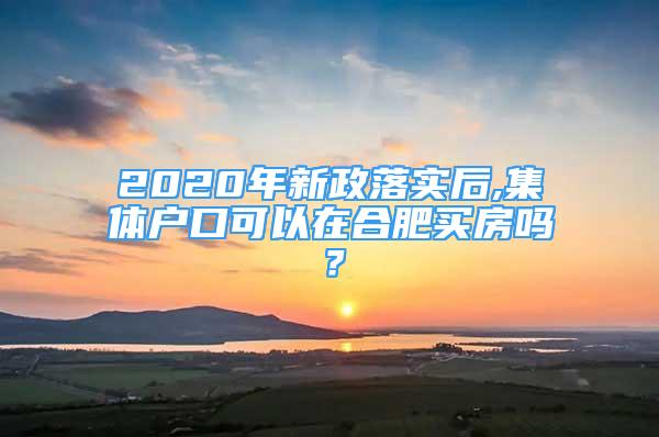 2020年新政落實后,集體戶口可以在合肥買房嗎？