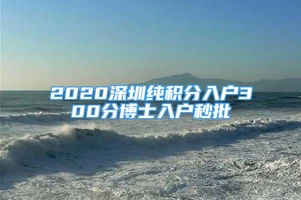 2020深圳純積分入戶300分博士入戶秒批