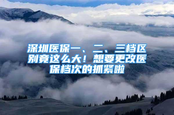 深圳醫(yī)保一、二、三檔區(qū)別竟這么大！想要更改醫(yī)保檔次的抓緊啦