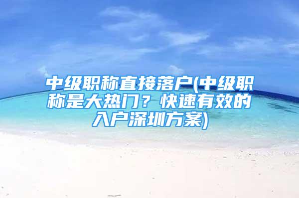 中級(jí)職稱直接落戶(中級(jí)職稱是大熱門？快速有效的入戶深圳方案)