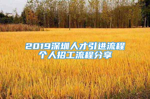 2019深圳人才引進流程個人招工流程分享