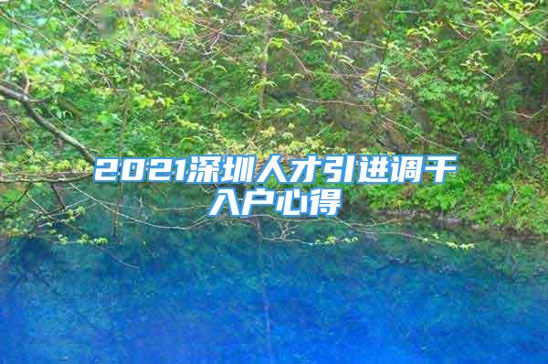 2021深圳人才引進(jìn)調(diào)干入戶心得