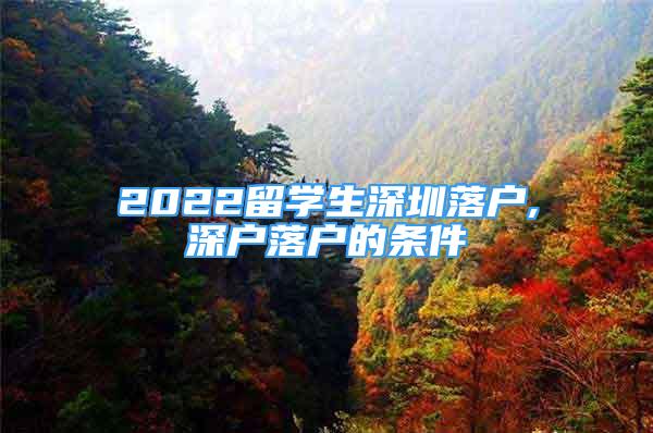 2022留學(xué)生深圳落戶,深戶落戶的條件