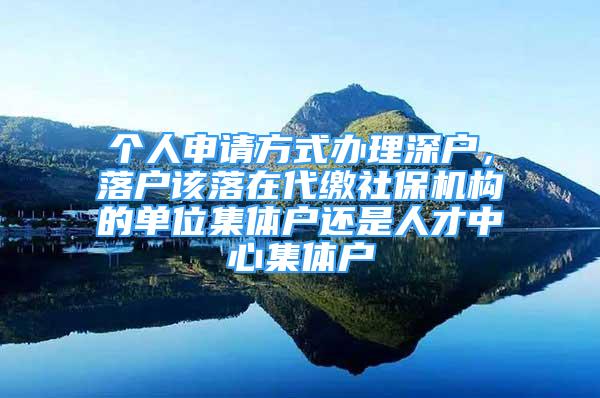 個(gè)人申請(qǐng)方式辦理深戶，落戶該落在代繳社保機(jī)構(gòu)的單位集體戶還是人才中心集體戶