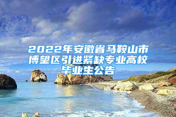 2022年安徽省馬鞍山市博望區(qū)引進(jìn)緊缺專業(yè)高校畢業(yè)生公告