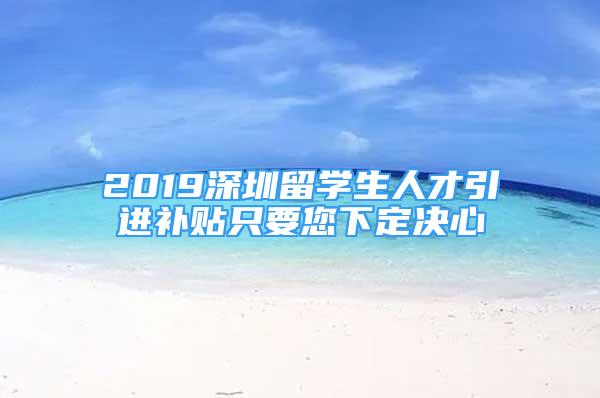 2019深圳留學(xué)生人才引進補貼只要您下定決心