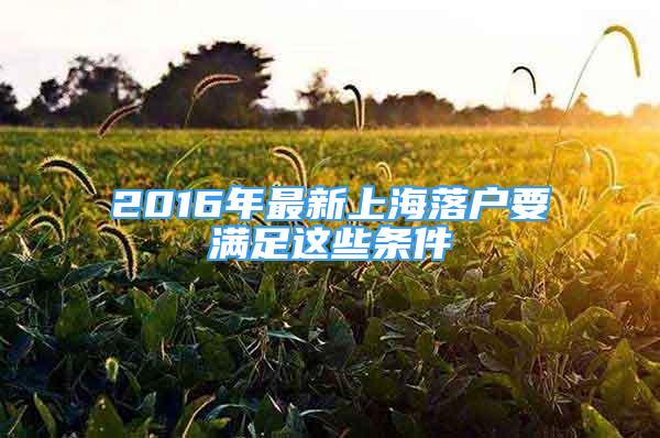 2016年最新上海落戶要滿足這些條件