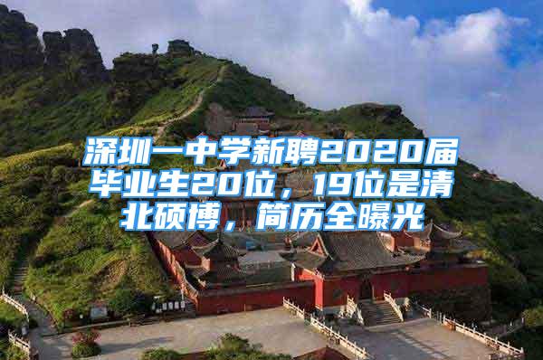 深圳一中學(xué)新聘2020屆畢業(yè)生20位，19位是清北碩博，簡歷全曝光