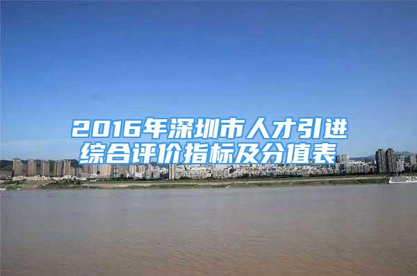 2016年深圳市人才引進綜合評價指標及分值表