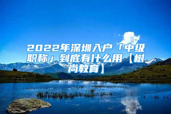 2022年深圳入戶「中級職稱」到底有什么用【樹尚教育】