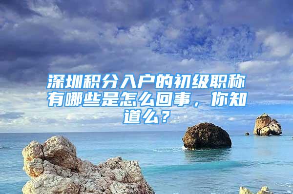 深圳積分入戶的初級職稱有哪些是怎么回事，你知道么？