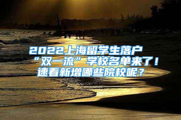 2022上海留學生落戶“雙一流”學校名單來了！速看新增哪些院校呢？