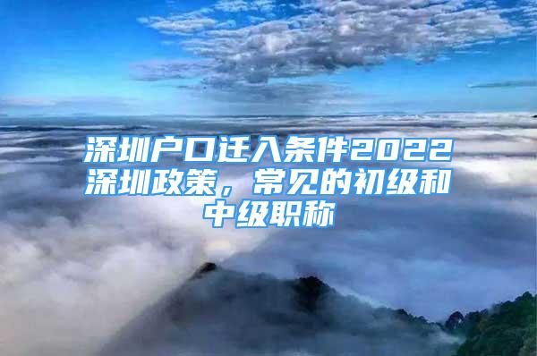 深圳戶口遷入條件2022深圳政策，常見的初級和中級職稱