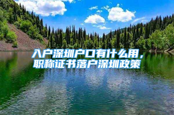 入戶深圳戶口有什么用，職稱證書落戶深圳政策