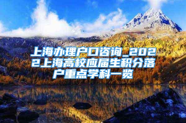 上海辦理戶口咨詢_2022上海高校應屆生積分落戶重點學科一覽