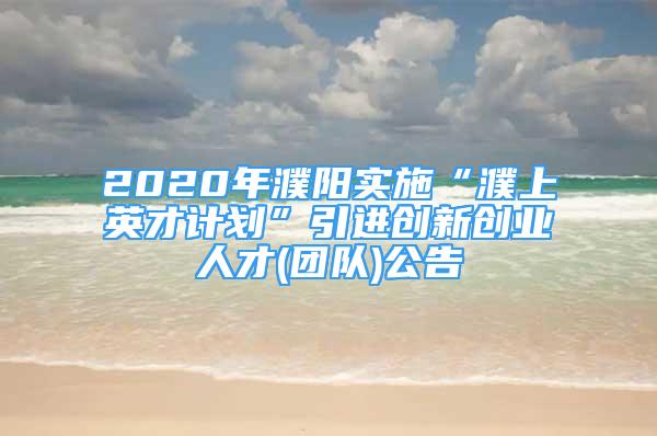 2020年濮陽(yáng)實(shí)施“濮上英才計(jì)劃”引進(jìn)創(chuàng)新創(chuàng)業(yè)人才(團(tuán)隊(duì))公告