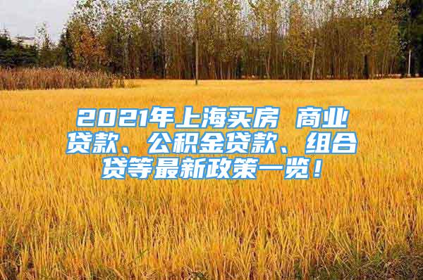 2021年上海買房 商業(yè)貸款、公積金貸款、組合貸等最新政策一覽！