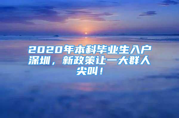 2020年本科畢業(yè)生入戶深圳，新政策讓一大群人尖叫！