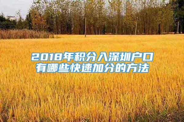 2018年積分入深圳戶(hù)口有哪些快速加分的方法