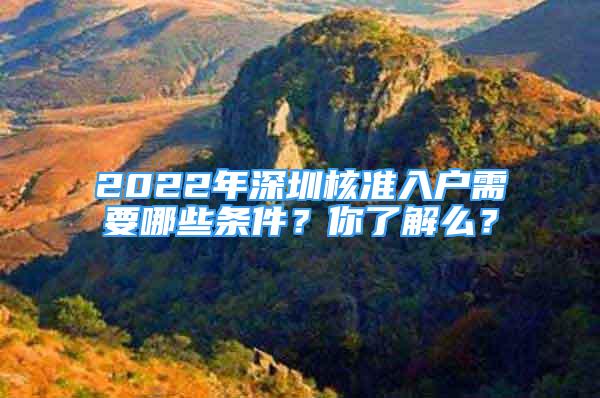 2022年深圳核準(zhǔn)入戶需要哪些條件？你了解么？