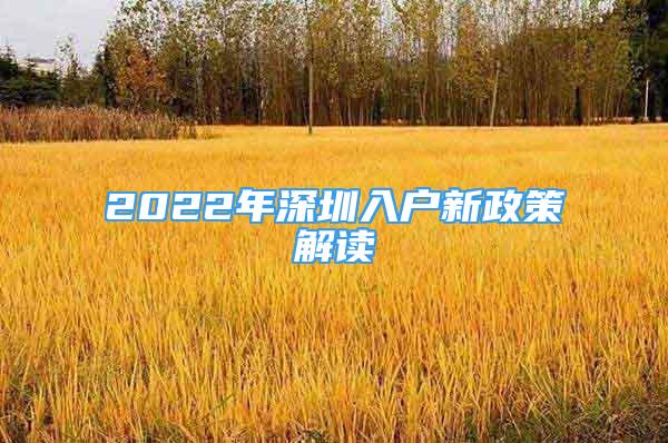 2022年深圳入戶新政策解讀