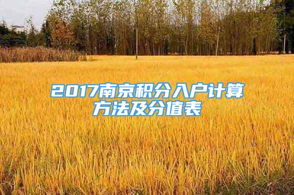 2017南京積分入戶計(jì)算方法及分值表