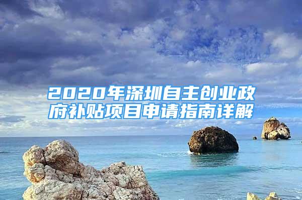 2020年深圳自主創(chuàng)業(yè)政府補貼項目申請指南詳解