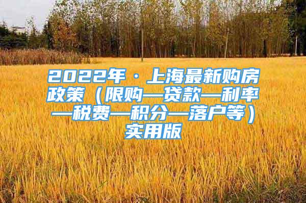 2022年·上海最新購房政策（限購—貸款—利率—稅費—積分—落戶等）實用版