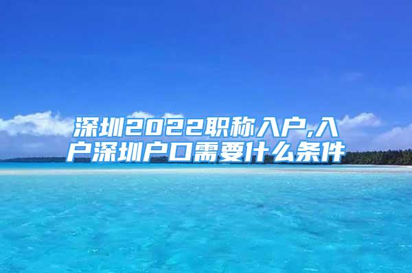 深圳2022職稱入戶,入戶深圳戶口需要什么條件