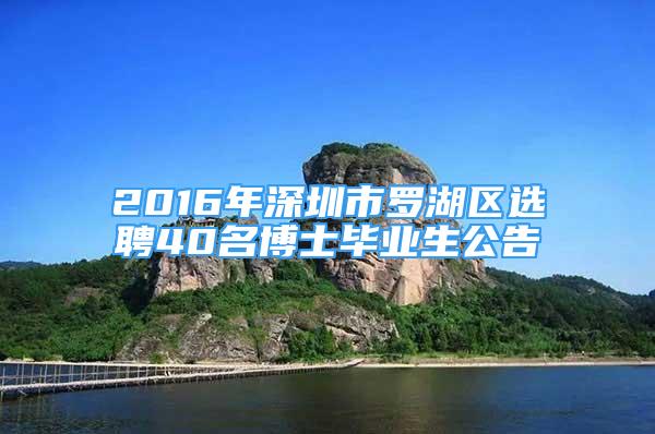 2016年深圳市羅湖區(qū)選聘40名博士畢業(yè)生公告