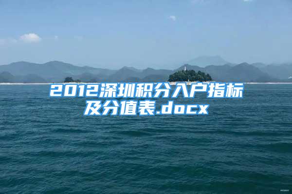 2012深圳積分入戶指標及分值表.docx